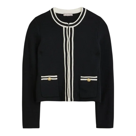 J. Crew Emilie Sweater Lady Jacket With Contrast Trim - Picture 5 of 16